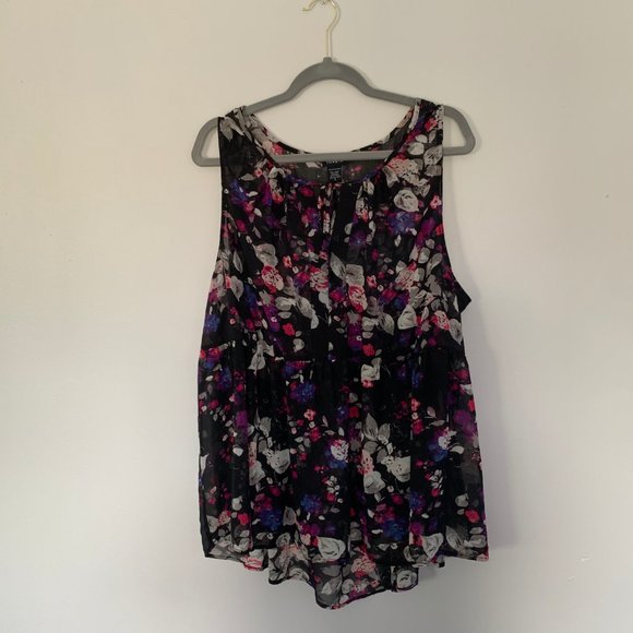 Torrid Floral Print Chiffon Tie Front Tank Top - Picture 5 of 7
